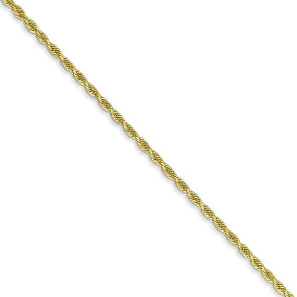 1.75mm 10k Yellow Gold Diamond Cut Solid Rope Chain Necklace 20 Inch
